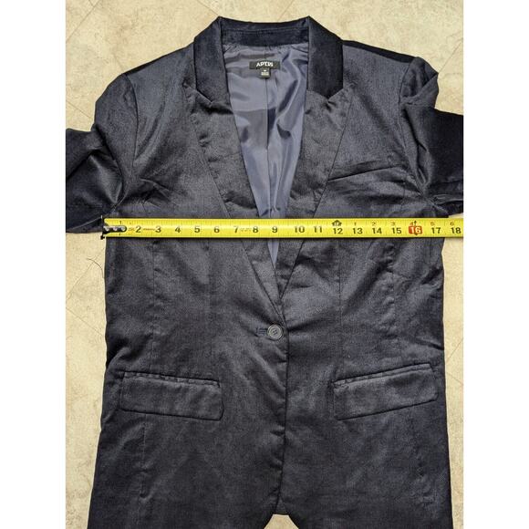 Apt 9 Womens Velvet Blazer Dark Navy Size 10 Front Button Stretch Career Lined - Picture 7 of 10